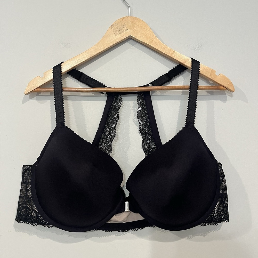 Torrid Black Lace Push-Up Racerback Front Closure Underwire Bra 46C